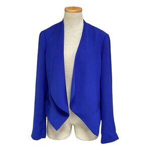 Vince Camuto Blazer Jacket Open Front Drape Cobalt Blue Coat Size 10 Petite 10P